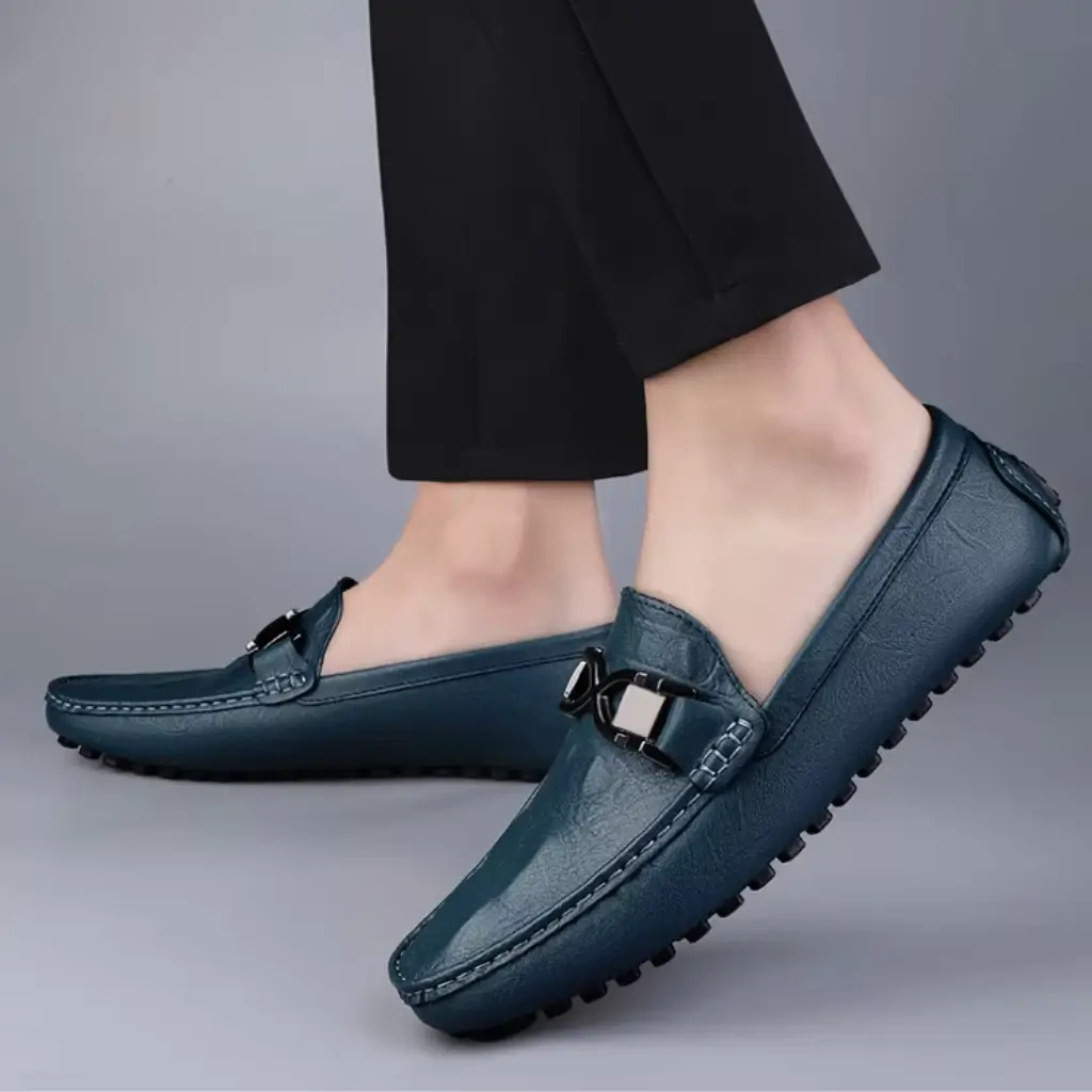 mocassim masculina azul